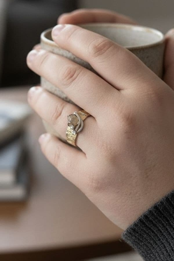 BAGUE DIAMANT BRUT 2ORS — vue 2