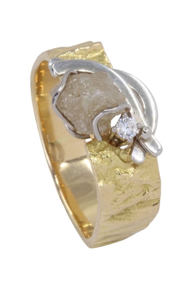 BAGUE DIAMANT BRUT 2ORS — vue 3