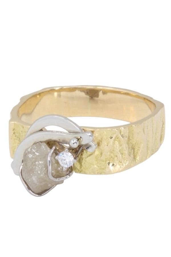BAGUE DIAMANT BRUT 2ORS — vue 5