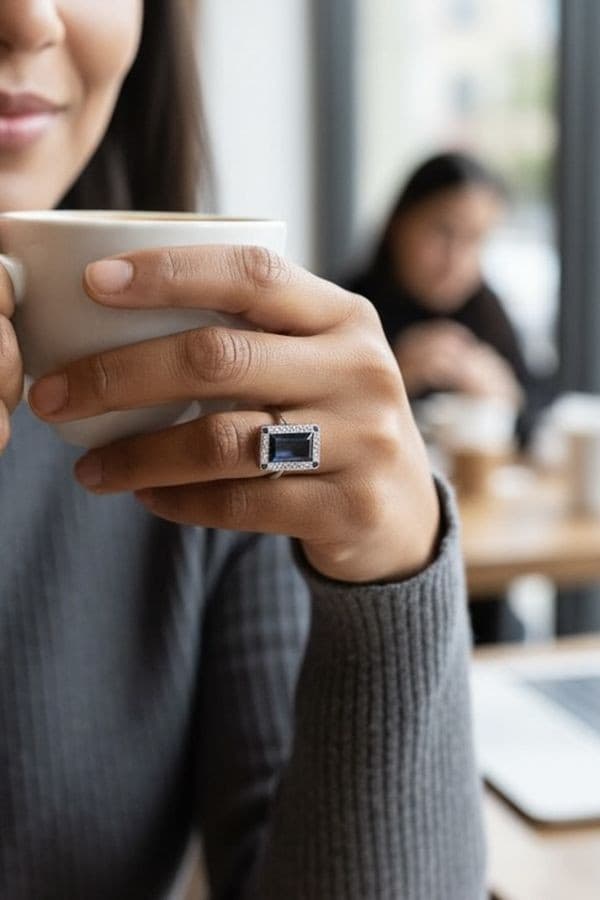 BAGUE ART-DÉCO SAPHIRS DIAMANTS — vue 2