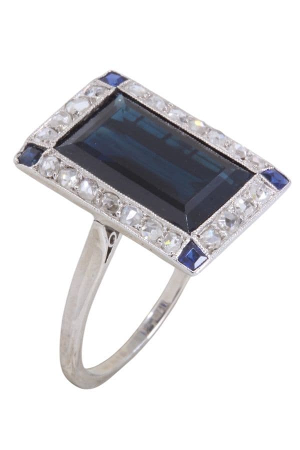 BAGUE ART-DÉCO SAPHIRS DIAMANTS — vue 3