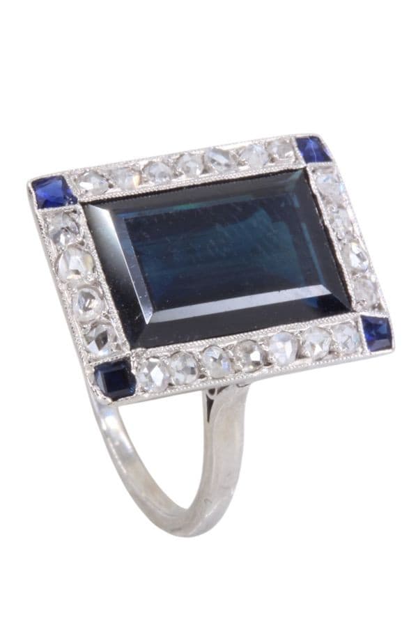 BAGUE ART-DÉCO SAPHIRS DIAMANTS — vue 4