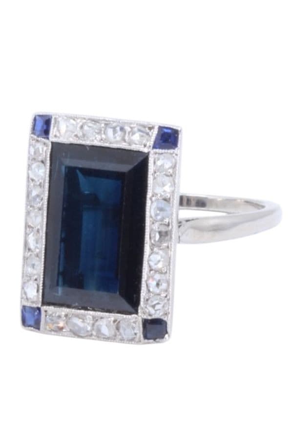 BAGUE ART-DÉCO SAPHIRS DIAMANTS — vue 5