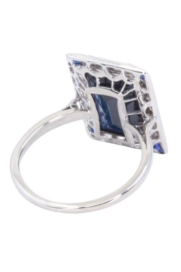BAGUE ART-DÉCO SAPHIRS DIAMANTS — vue 6