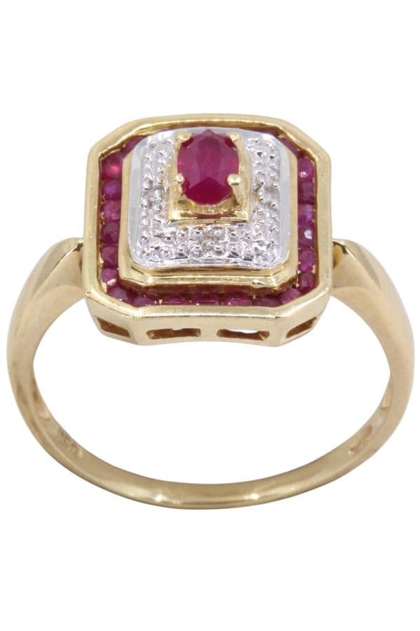 BAGUE 2 ORS RUBIS — vue 1