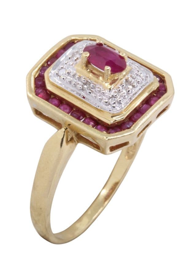 BAGUE 2 ORS RUBIS — vue 3