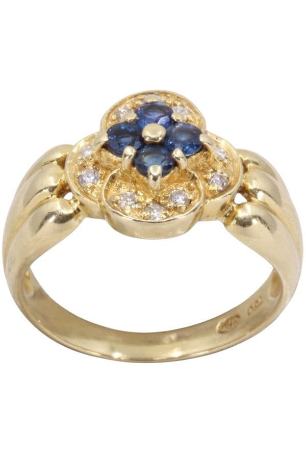 BAGUE TRÈFLE SAPHIRS ET DIAMANTS