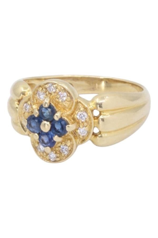 BAGUE TRÈFLE SAPHIRS ET DIAMANTS — vue 5