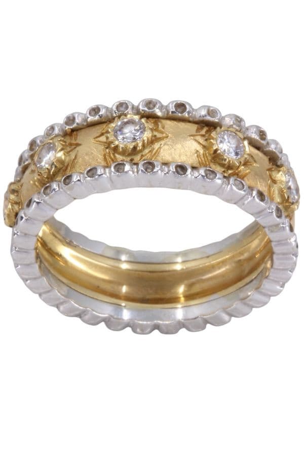 BAGUE 2 ORS DIAMANTS — vue 1