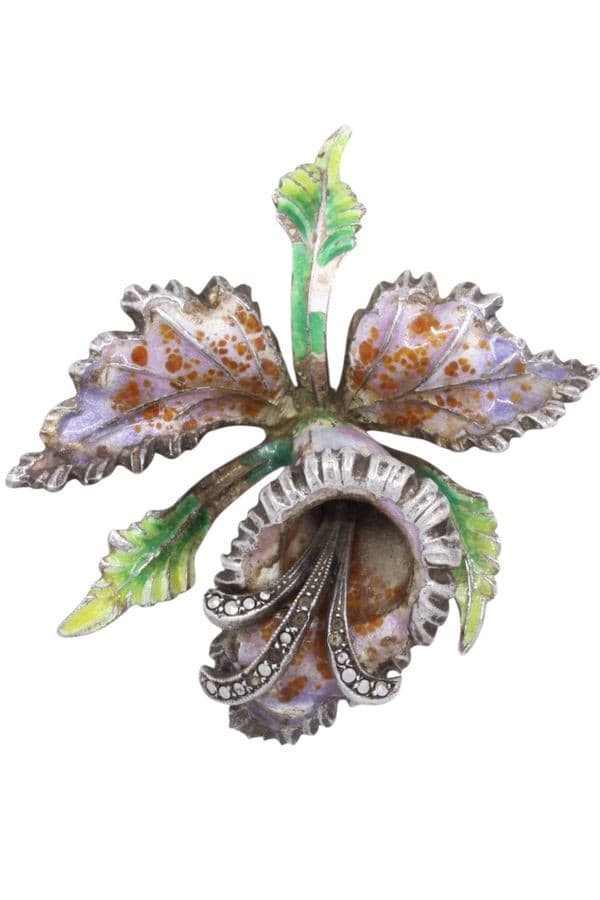 PARURE BROCHE & BO ÉMAILLÉE ART-NOUVEAU — vue 6