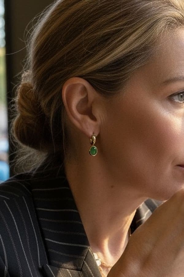 BOUCLES D'OREILLES CRÉOLES AGATES — vue 2