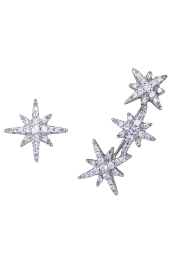 BOUCLES D'OREILLES ASYMÉTRIQUES APM MONACO "TRIPLES MÉTÉORITES" — vue 1