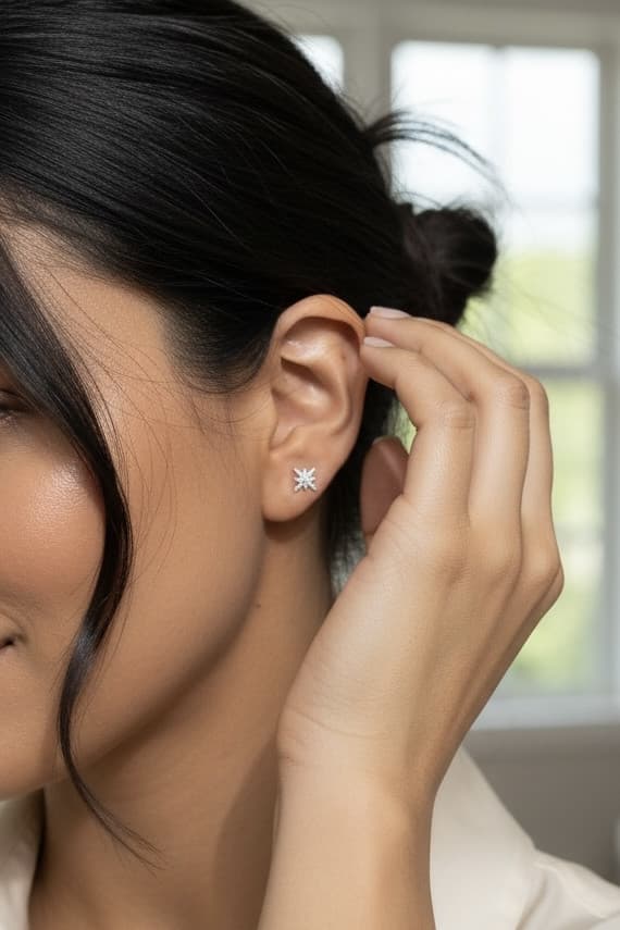 BOUCLES D'OREILLES ASYMÉTRIQUES APM MONACO "TRIPLES MÉTÉORITES" — vue 3