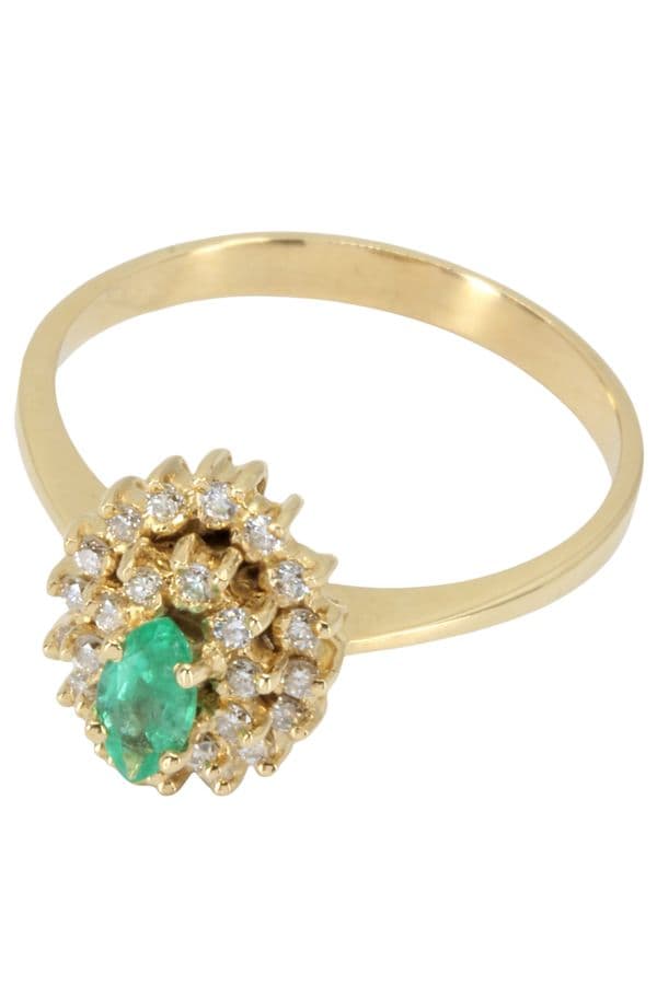 BAGUE MARQUISE ÉMERAUDE ET DIAMANTS — vue 3