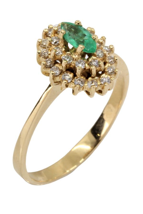 BAGUE MARQUISE ÉMERAUDE ET DIAMANTS — vue 4