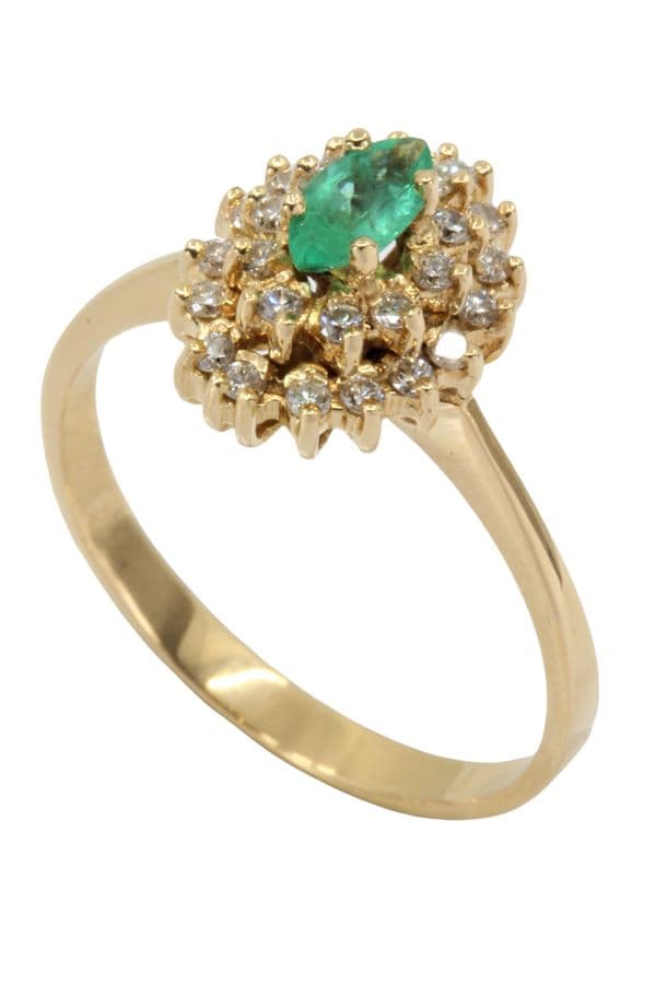 BAGUE MARQUISE ÉMERAUDE ET DIAMANTS — vue 5