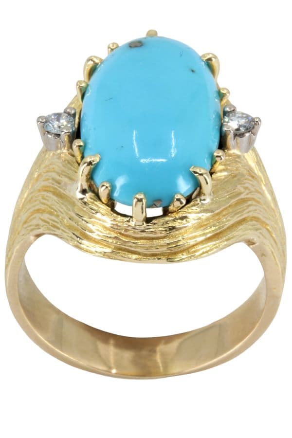 BAGUE MODERNE TURQUOISE ET DIAMANTS