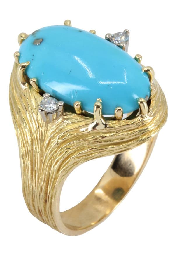 BAGUE MODERNE TURQUOISE ET DIAMANTS — vue 4