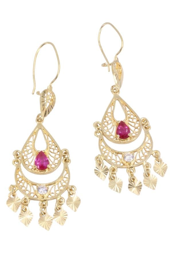 BOUCLES D'OREILLES SAVOYARDES RUBIS ET DIAMANTS — vue 3