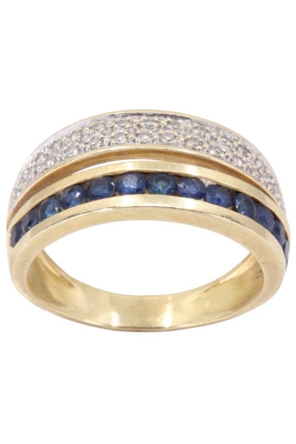 BAGUE MODERNE SAPHIRS ET DIAMANTS — vue 1