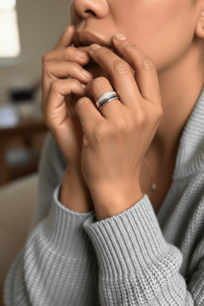 BAGUE MODERNE SAPHIRS ET DIAMANTS — vue 2