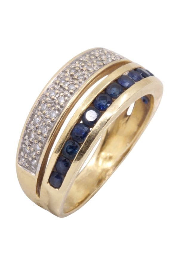 BAGUE MODERNE SAPHIRS ET DIAMANTS — vue 3