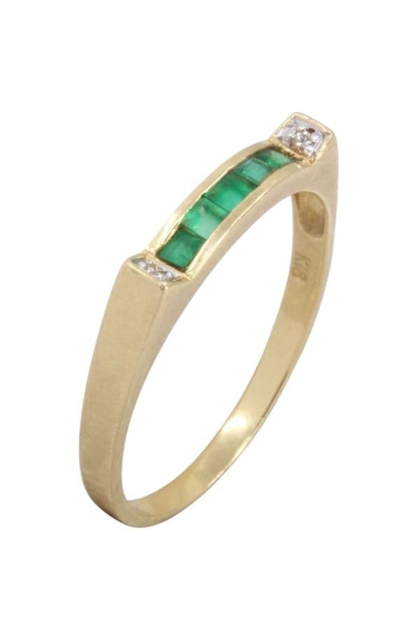 BAGUE MODERNE ÉMERAUDES ET DIAMANTS — vue 3