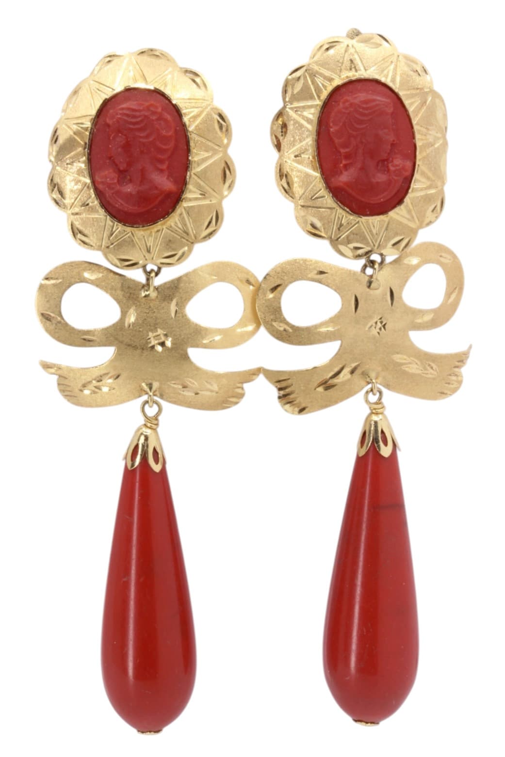 BOUCLES D'OREILLES PENDANTES CORAIL — vue 1