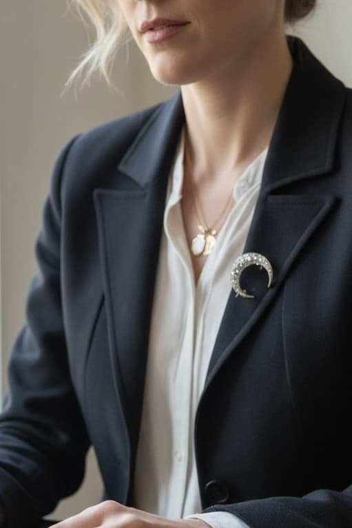 BROCHE LUNE ANCIENNE — vue 2