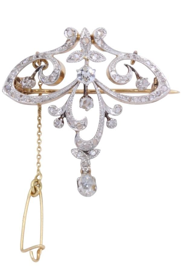 BROCHE ART-NOUVEAU 2 ORS DIAMANTS