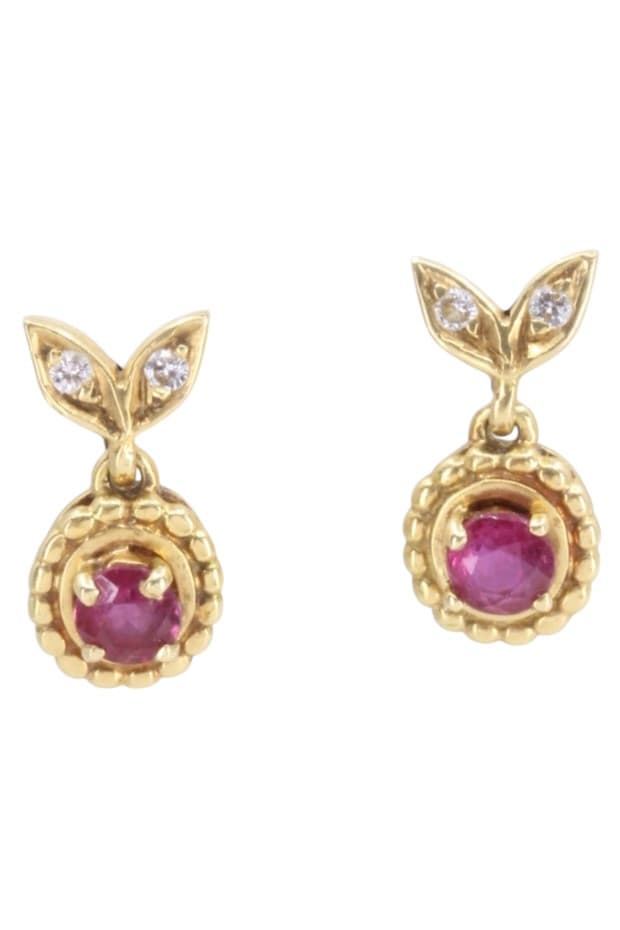 BOUCLES D'OREILLES RUBIS ET DIAMANTS — vue 1