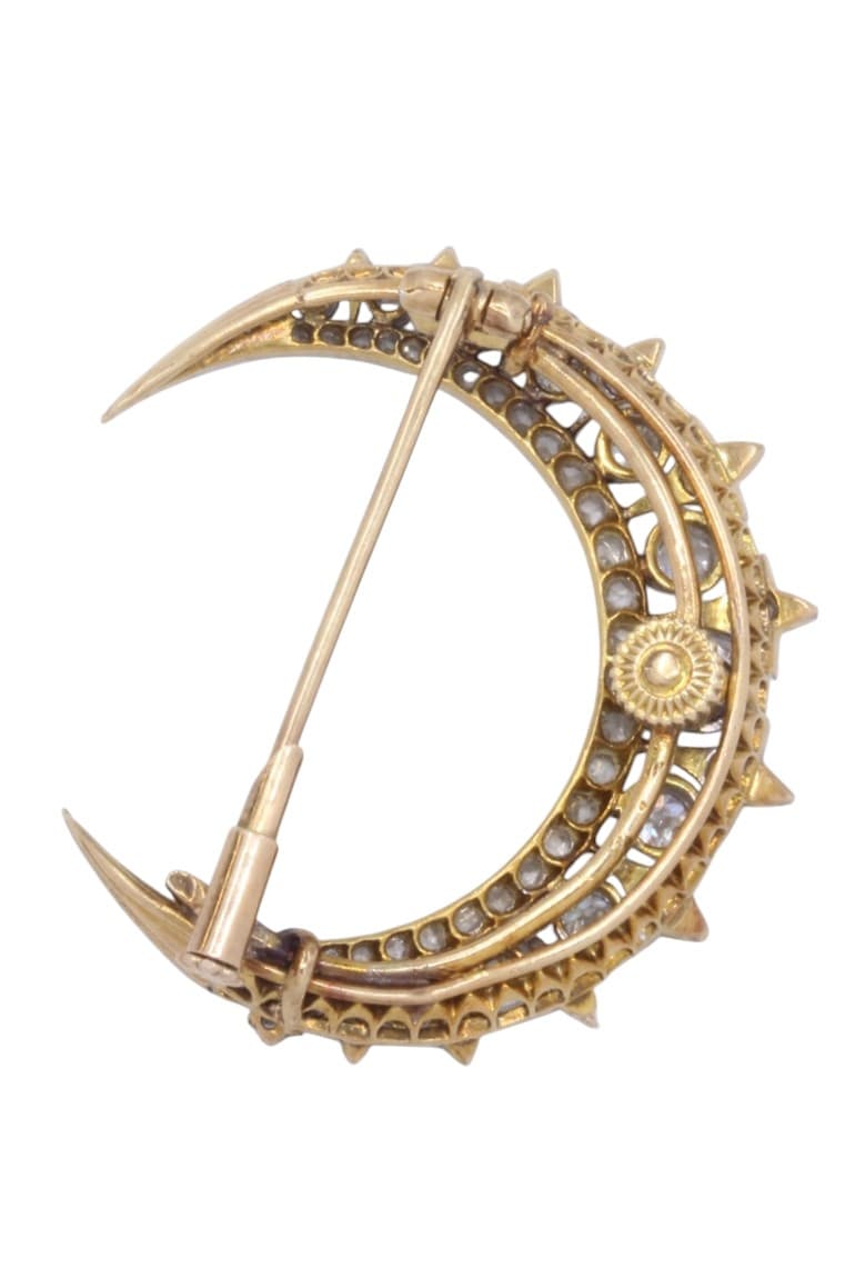 BROCHE LUNE DIAMANTS ART-NOUVEAU — vue 3