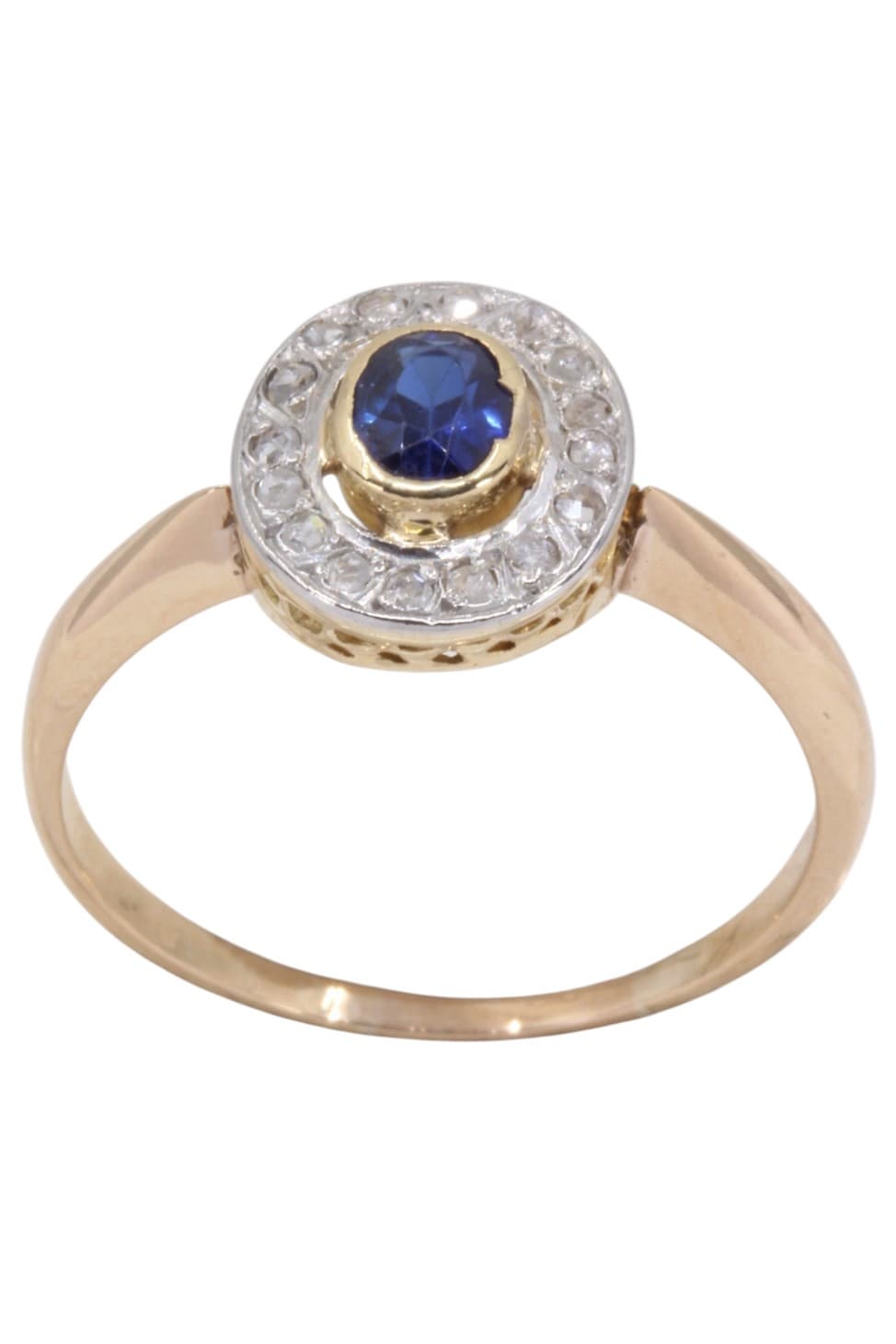 BAGUE ART-NOUVEAU SAPHIR ET DIAMANTS
