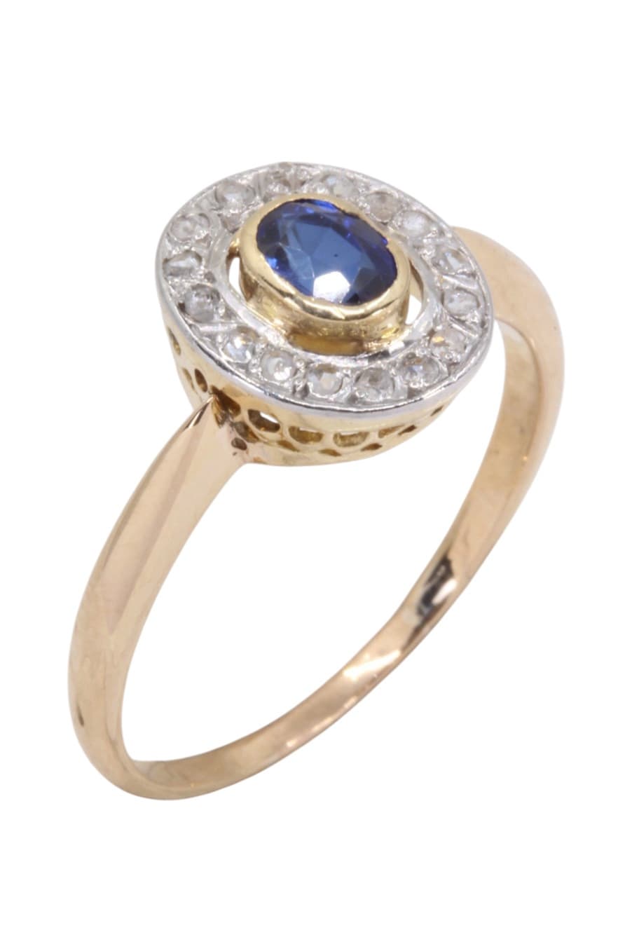 BAGUE ART-NOUVEAU SAPHIR ET DIAMANTS — vue 3