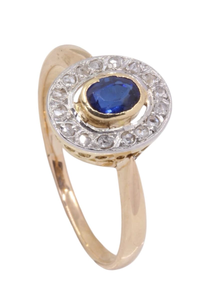 BAGUE ART-NOUVEAU SAPHIR ET DIAMANTS — vue 4
