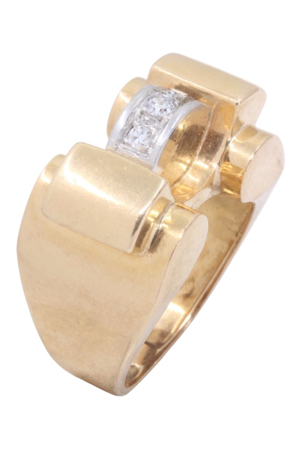 BAGUE TANK SAPHIRS BLANCS — vue 3