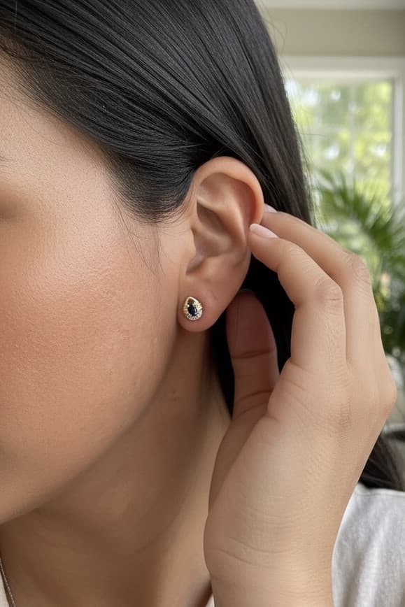 BOUCLES D'OREILLES SAPHIRS ET DIAMANTS — vue 2