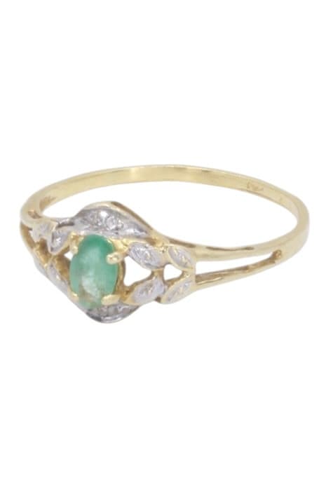 BAGUE MODERNE ÉMERAUDE ET DIAMANTS — vue 5