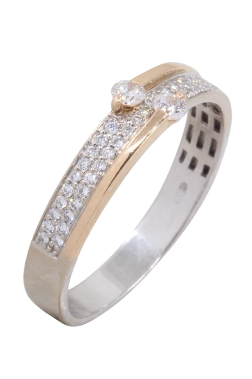 BAGUE 2 ORS DIAMANTS — vue 3