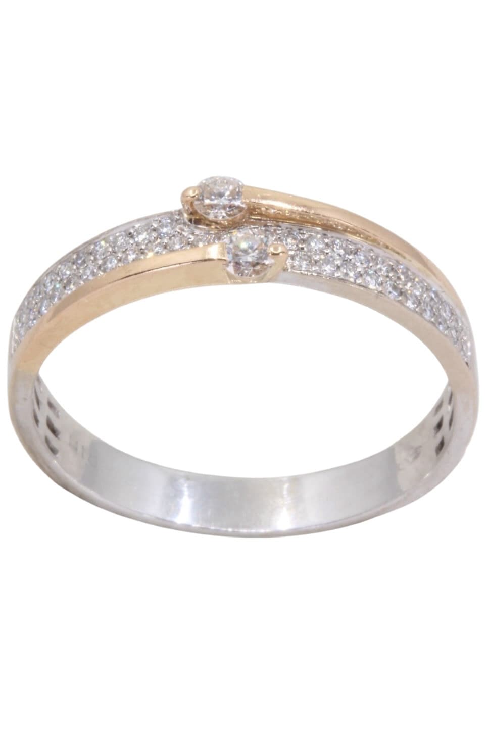 BAGUE 2 ORS DIAMANTS — vue 1