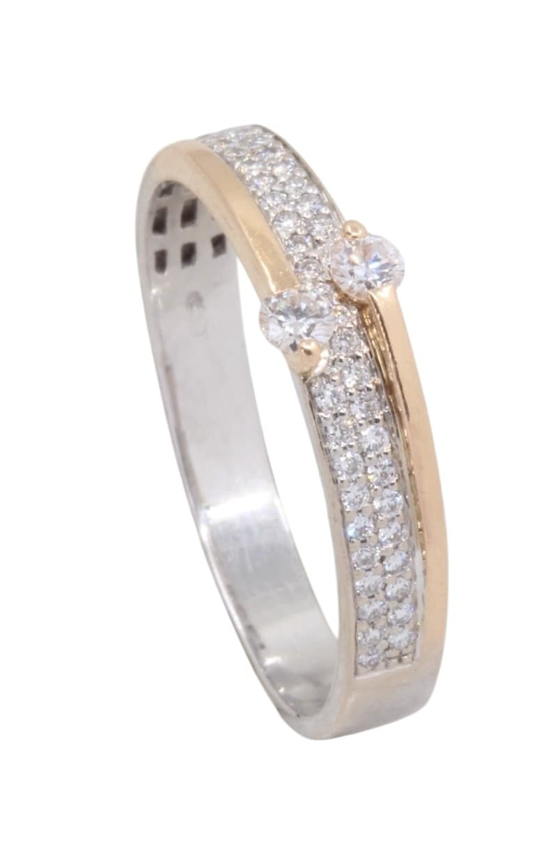 BAGUE 2 ORS DIAMANTS — vue 4