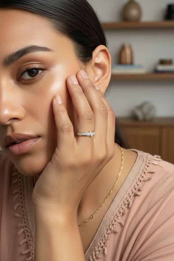 BAGUE 2 ORS DIAMANTS — vue 2