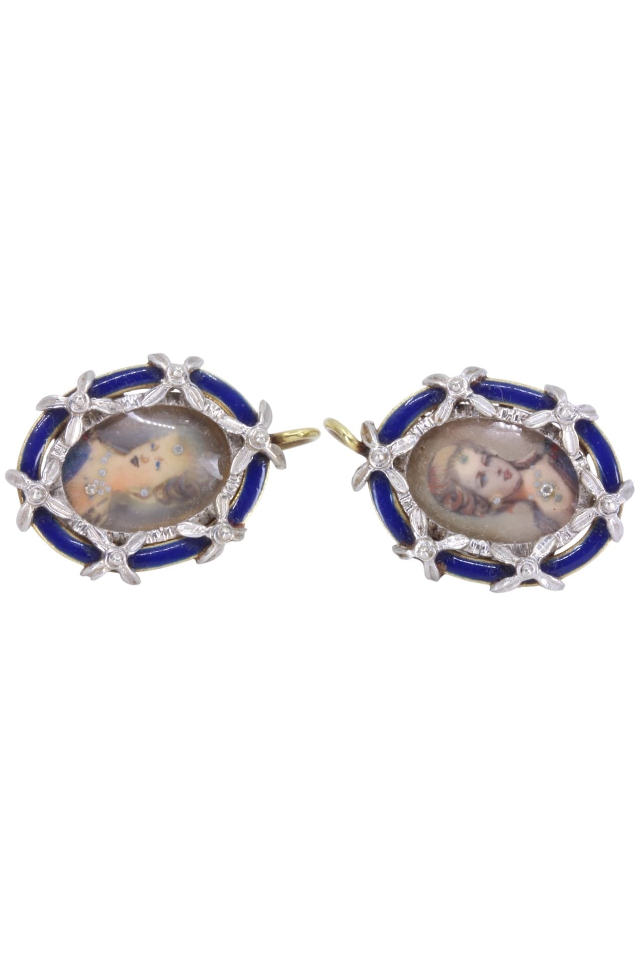 BOUCLES D'OREILLES ANCIENNES EMAIL — vue 4