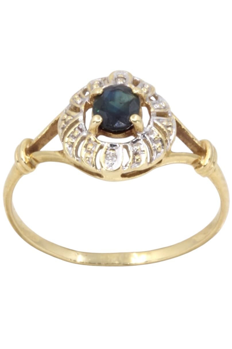 BAGUE 2 ORS SAPHIR ET DIAMANTS
