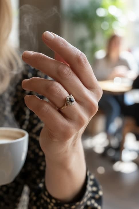 BAGUE 2 ORS SAPHIR ET DIAMANTS — vue 2