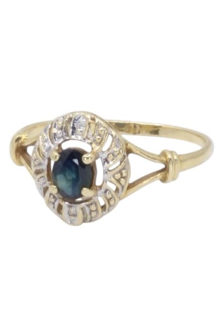 BAGUE 2 ORS SAPHIR ET DIAMANTS — vue 3