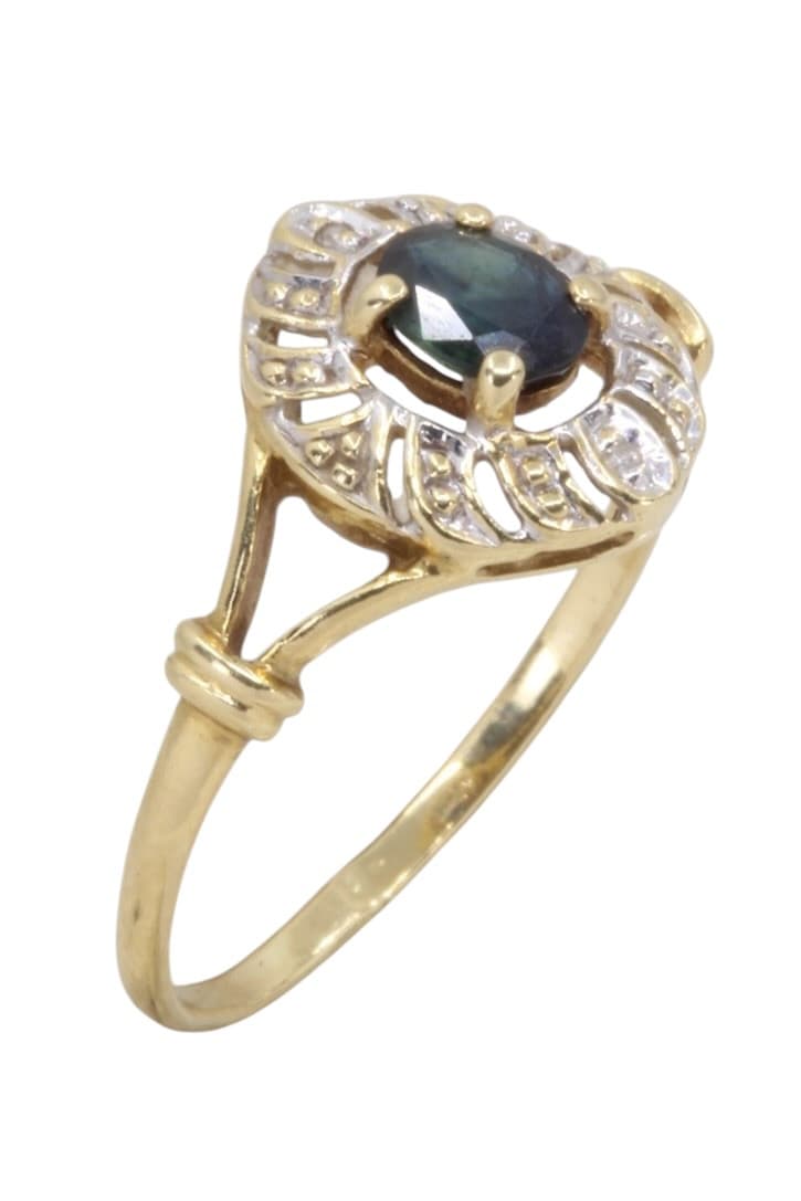 BAGUE 2 ORS SAPHIR ET DIAMANTS — vue 4