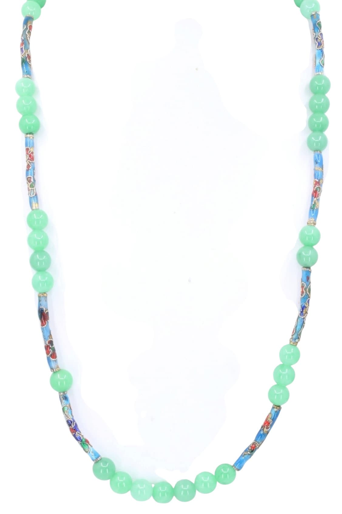 COLLIER ÉMAILLÉ PERLES DE JADE — vue 1