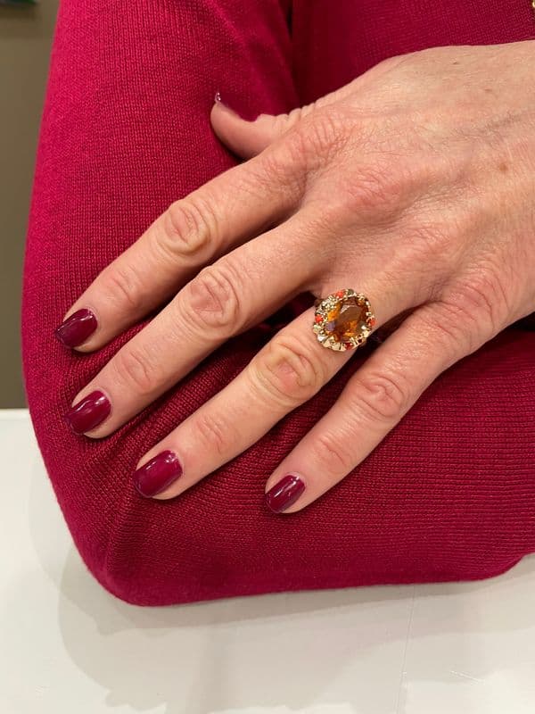 BAGUE ANCIENNE CITRINE ET CORAIL — vue 2