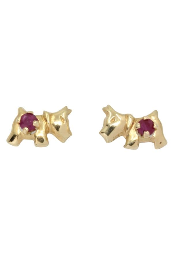 BOUCLES D'OREILLES CHIENS RUBIS — vue 1
